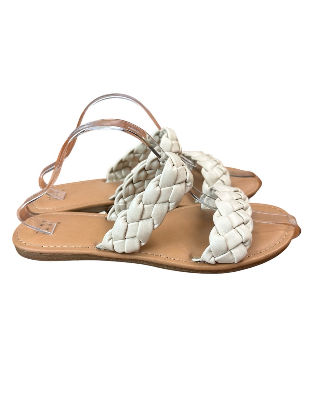 A New Day cream Lucy braided two band slide sandals Size 9 NEW